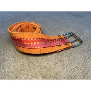 Handmade Bohemian Canvas Belt Womens One Size Double Prong Grommet
